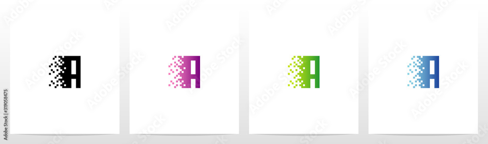 Fototapeta premium Pixel Eroded On Letter Logo Design A