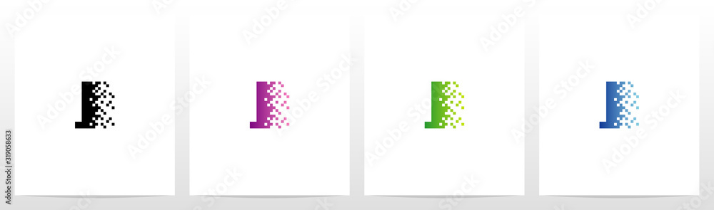 Obraz premium Pixel Eroded On Letter Logo Design J