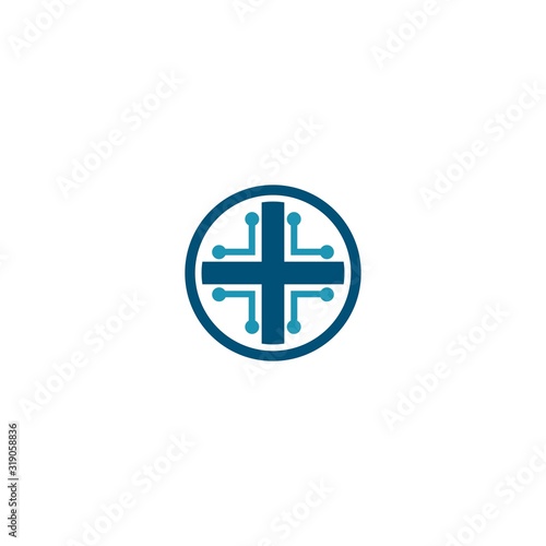 Health tech logo template icon design