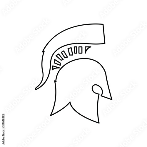 Crusader Helmet line art logo template - VECTOR