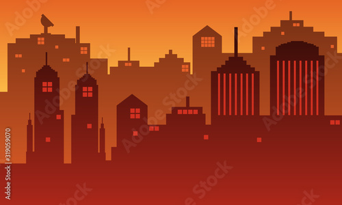 The twilight atmosphere of an city silhouette