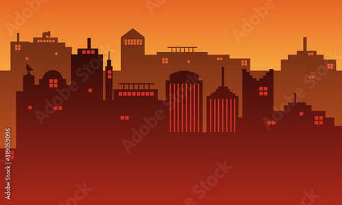 The twilight sky from an urban silhouette