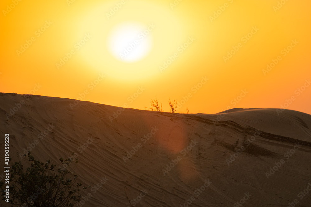Scenic landscapes at Dubai desert during sunset