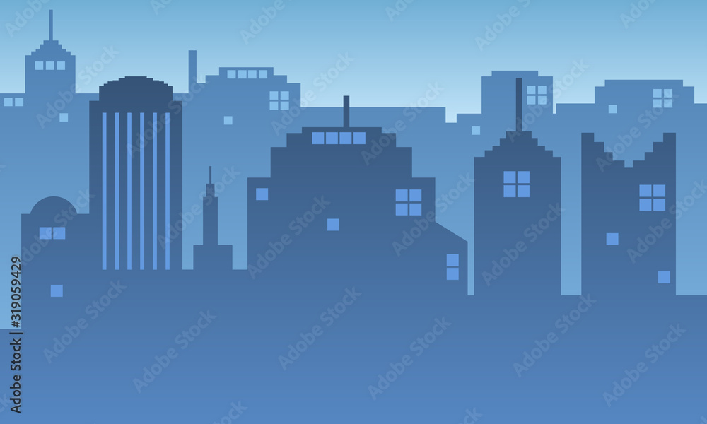 Vector background of the city at dawn