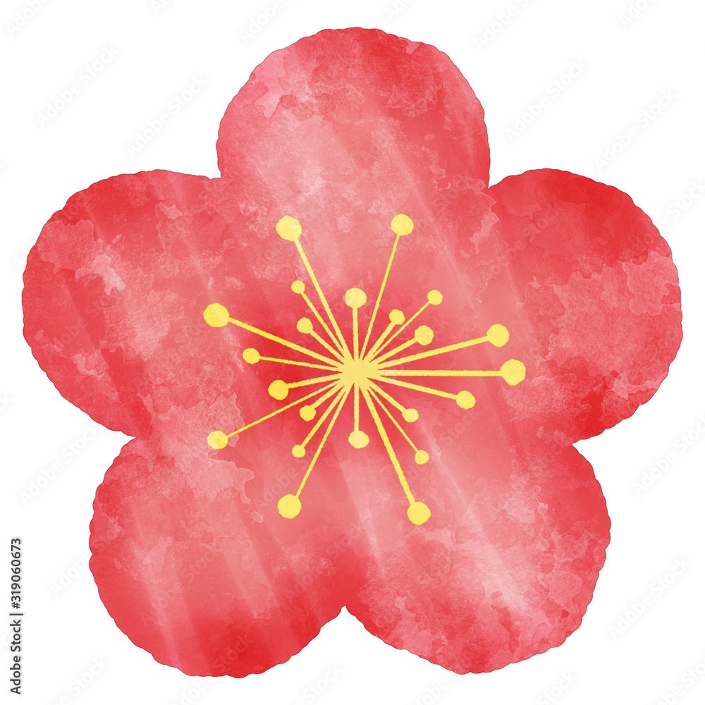 梅の花 赤色 水彩風イラスト Stock Illustration Adobe Stock 梅の花 赤色 水彩風イラスト Stock Illustration Adobe Stock