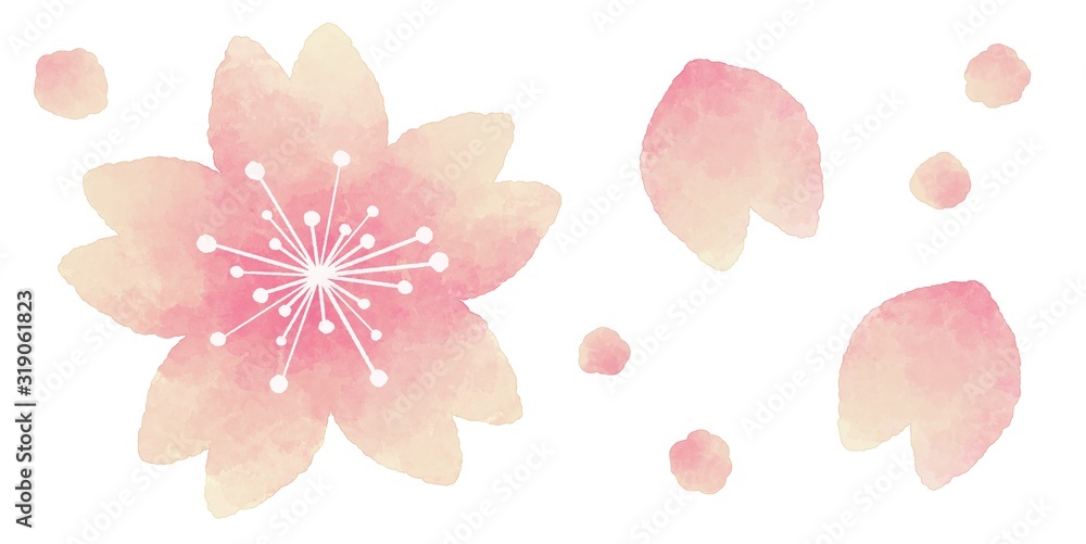 桜の花 飾り 水彩風イラスト Stock Illustration Adobe Stock 桜の花 飾り 水彩風イラスト Stock Illustration Adobe Stock