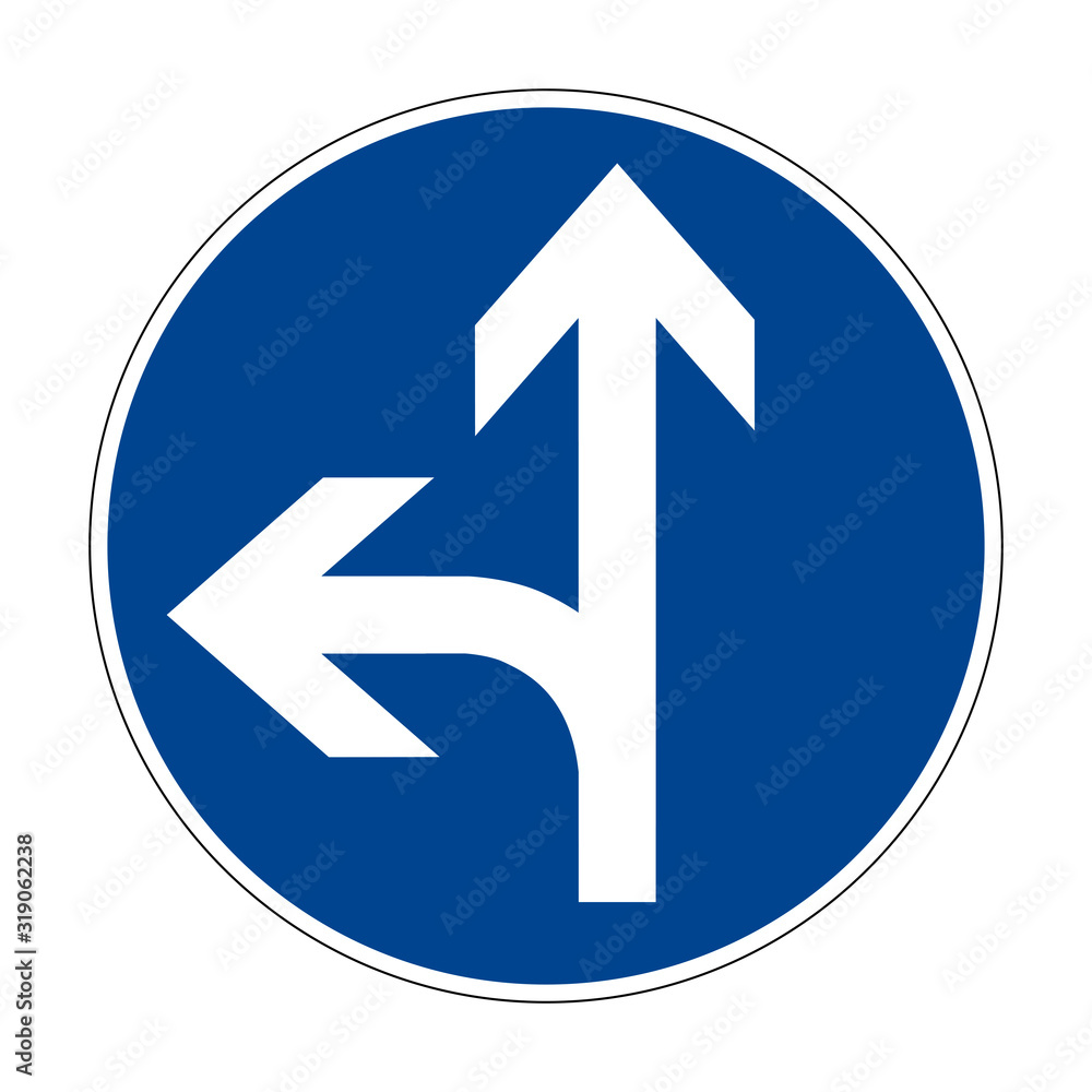 Move right or left. Right-hand traffic is prohibited. Road sign of Germany. Europe. Vector graphics. Move right or left. Right-hand traffic is prohibited. Road sign of Germany. Europe. Vector graphics.