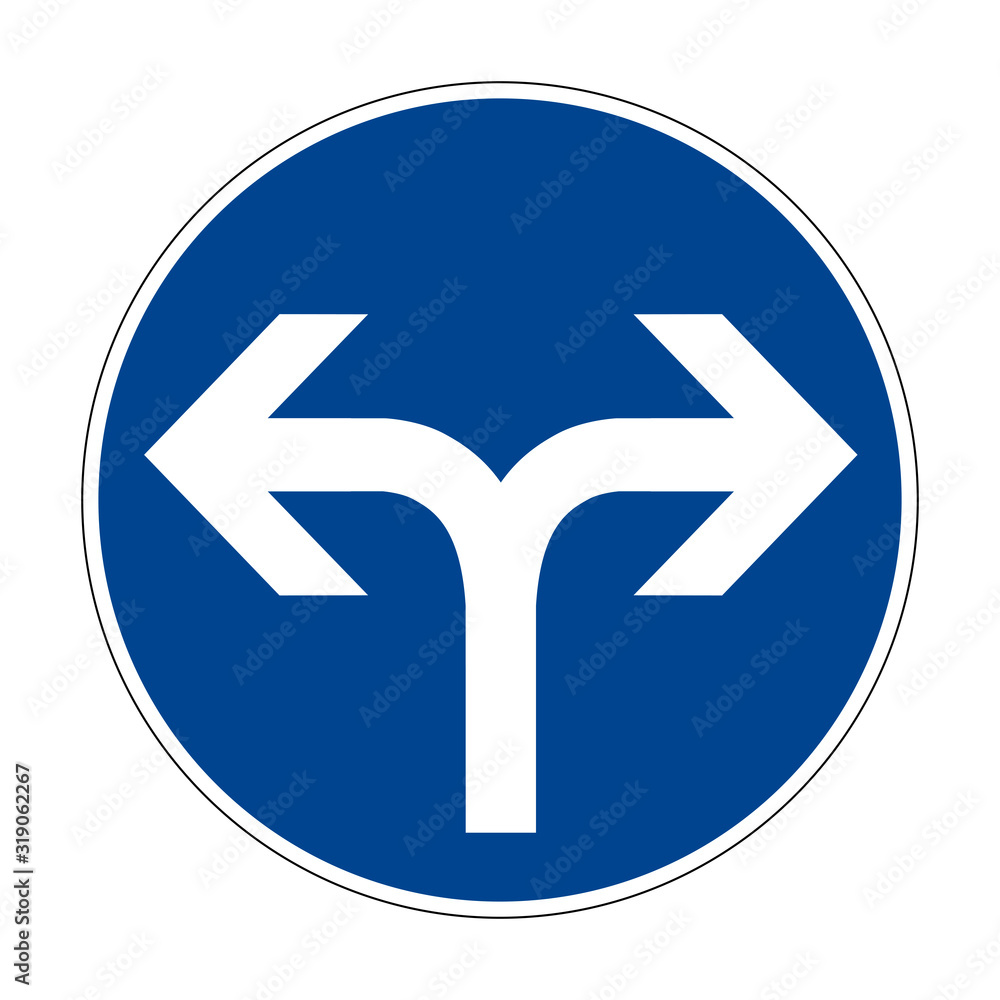 Movement to the right or left. Traffic is strictly prohibited. Road sign of Germany. Europe. Vector graphics. Movement to the right or left. Traffic is strictly prohibited. Road sign of Germany. Europe. Vector graphics.