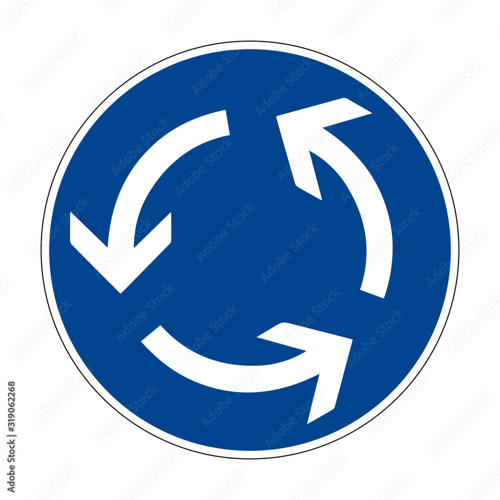 Circular motion. Road sign of Germany. Europe. Vector graphics. Circular motion. Road sign of Germany. Europe. Vector graphics.
