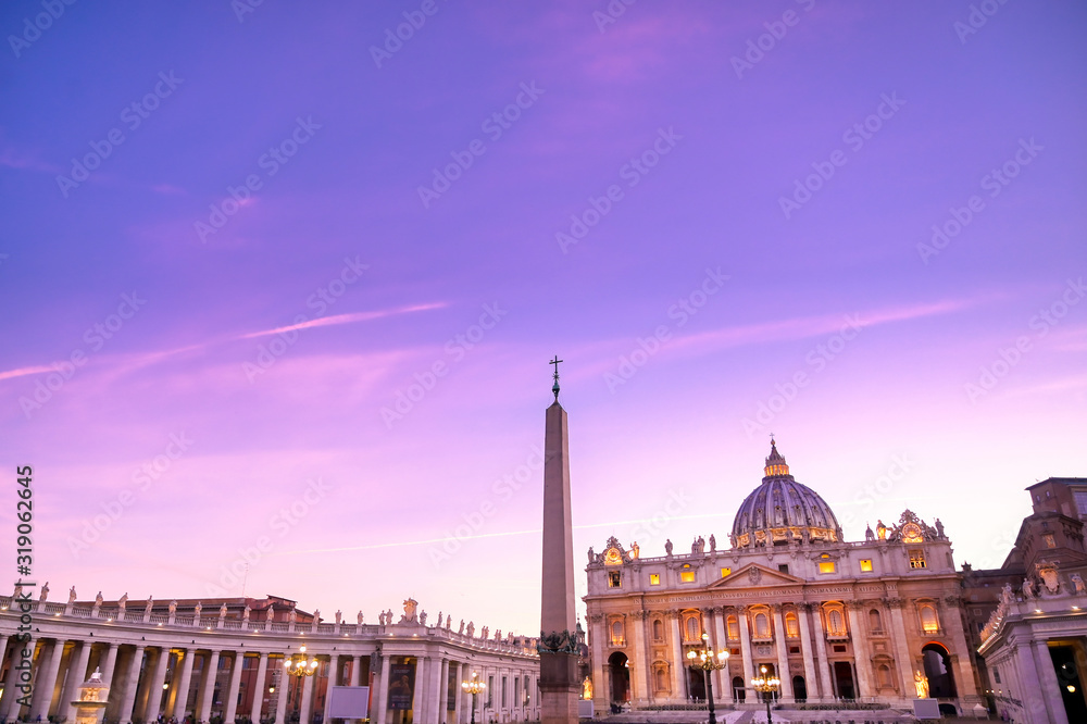 Vatican City - June 1, 2019 - St. Peter's Basilica in St. Peter's Square in Vatican City.