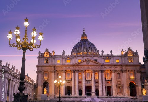 Vatican City - June 1, 2019 - St. Peter's Basilica in St. Peter's Square in Vatican City.