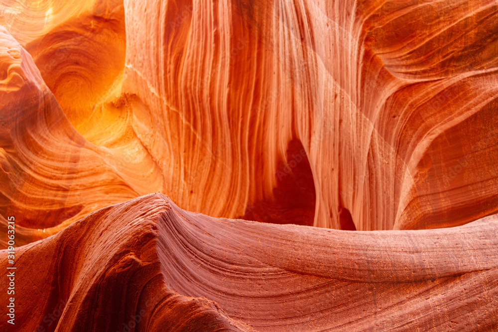 Bands of colored rock on the walls of Antelope Canyon Bands of colored rock on the walls of Antelope Canyon