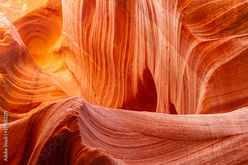 Bands of colored rock on the walls of Antelope Canyon