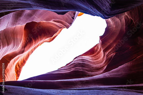 Bands of colored rock on the walls of Antelope Canyon