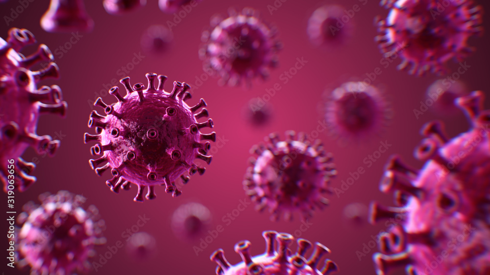 The outbreak of new strains of the coronavirus 2019 or covid-19  in china causing pneumonia and health risk disease, 3d rendering background.
