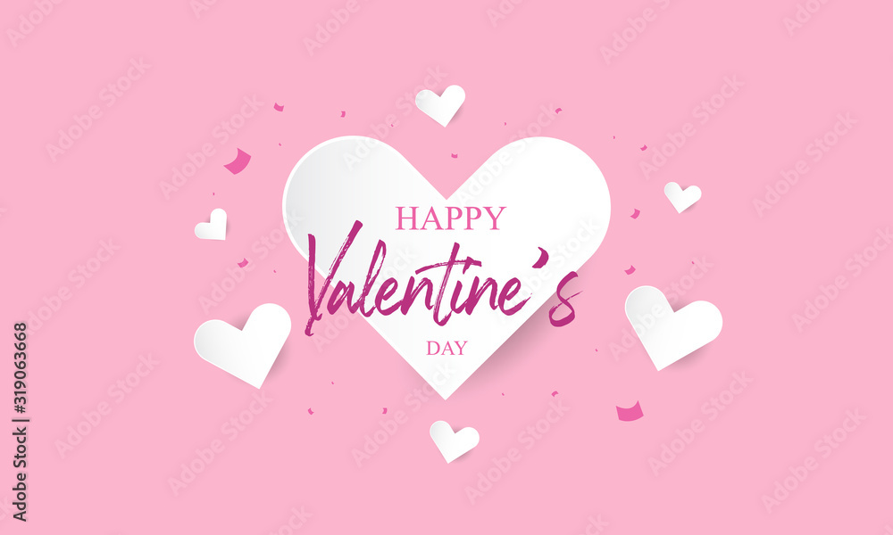 Valentine Background with a love papercut style and gradient.  Template for poster , banner , greeting cards. Vector Illustration