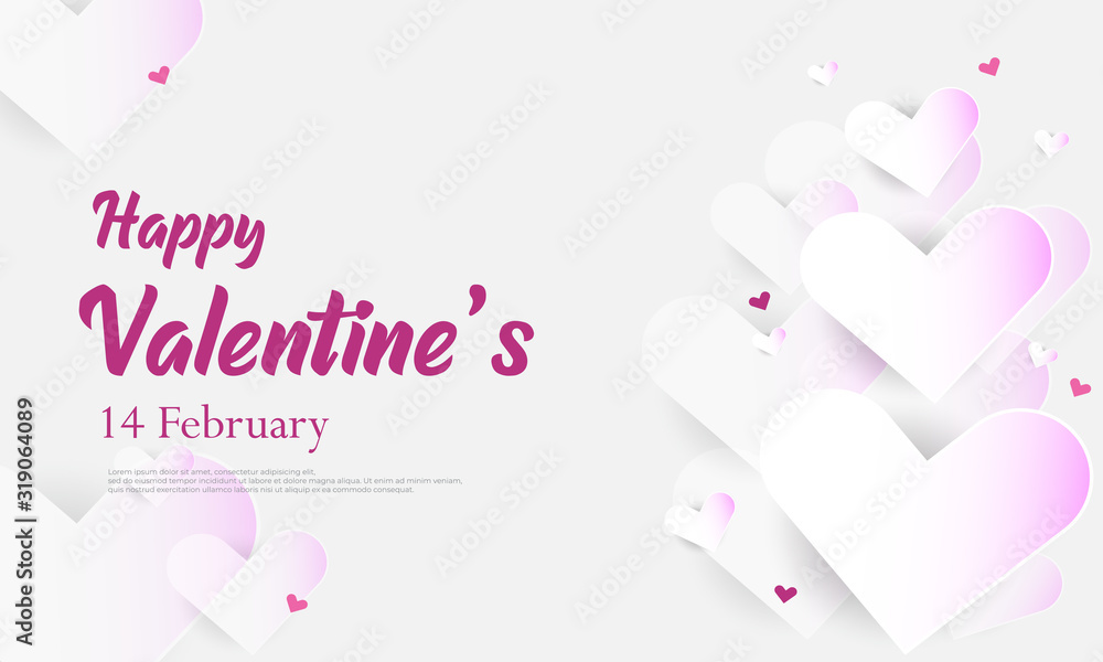 Valentine Background with a love papercut style and gradient.  Template for poster , banner , greeting cards. Vector Illustration