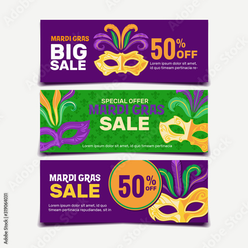 Mardi Gras Sale Banner Set