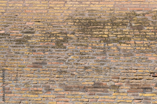  Brick wall, old red stone blocks texture. Background.