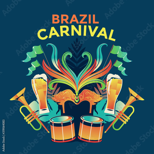 illustration Brazil carnival design element for carnival party