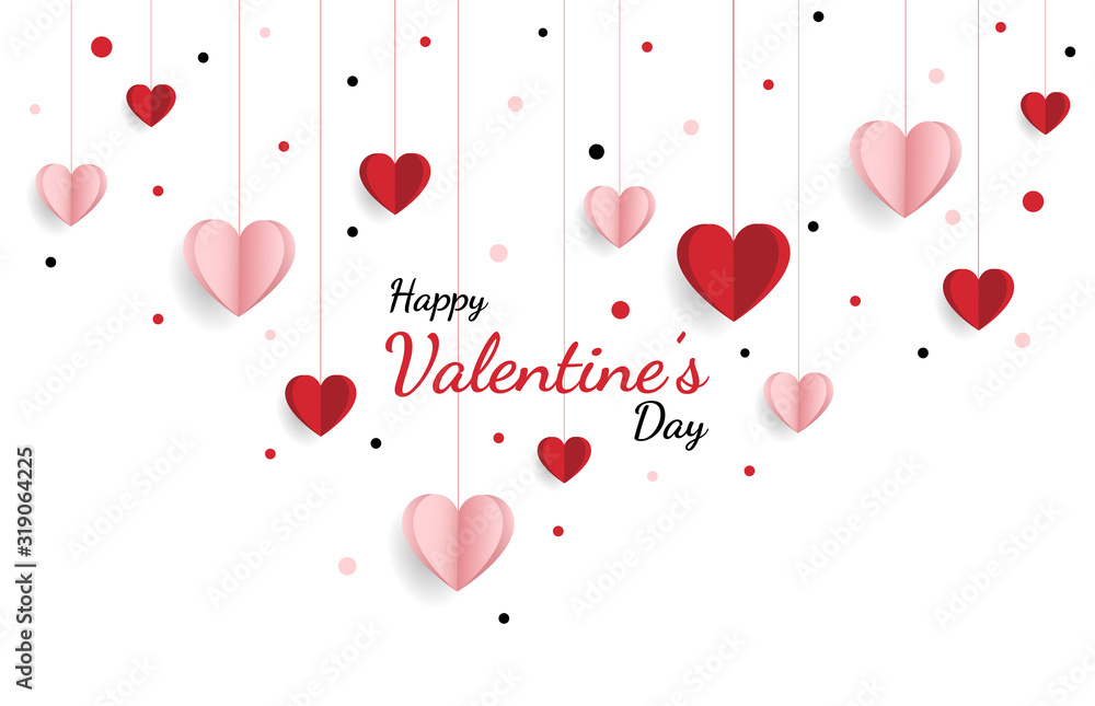Happy valentine day. with creative love composition of the hearts. Vector illustration