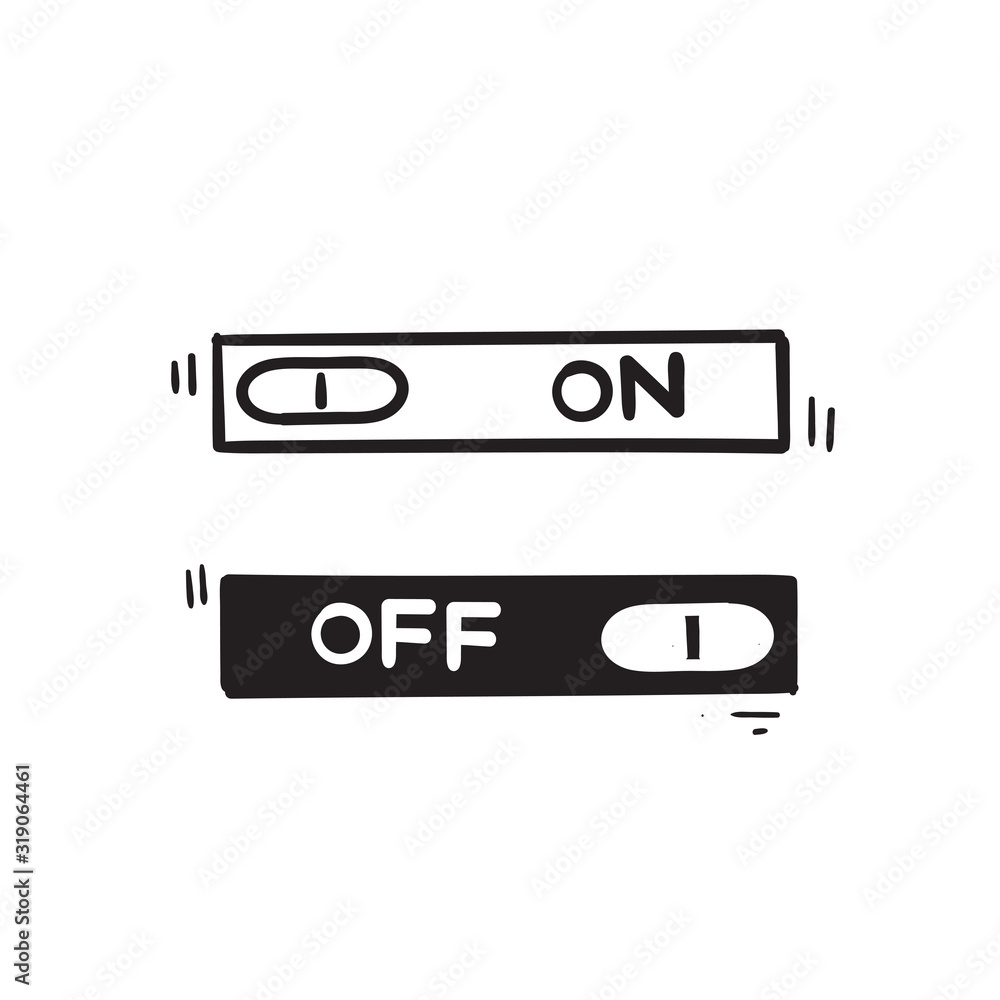 hand drawn On off icon. Switch button. Vector illustration. doodle style hand drawn On off icon. Switch button. Vector illustration. doodle style