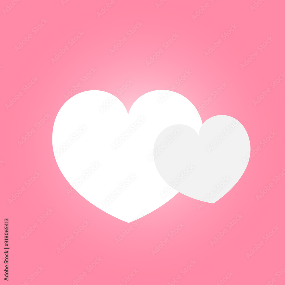 2 white heart  valentines celebration concept