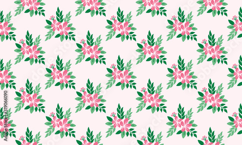 Seamless floral pattern background for valentine, with leaf and floral simple drawing. © StockFloral