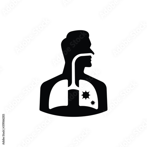 Virus in human lung silhouette vector