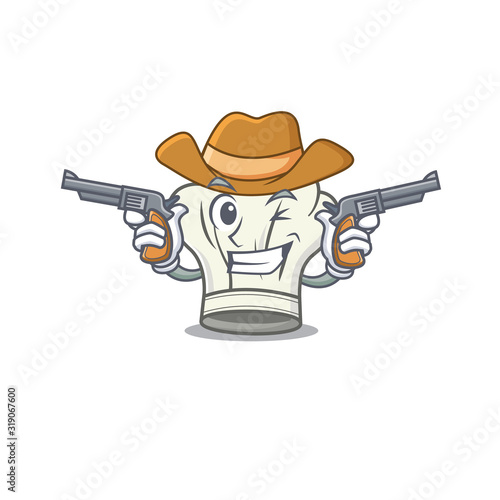 Cook hat dressed as a Cowboy having guns