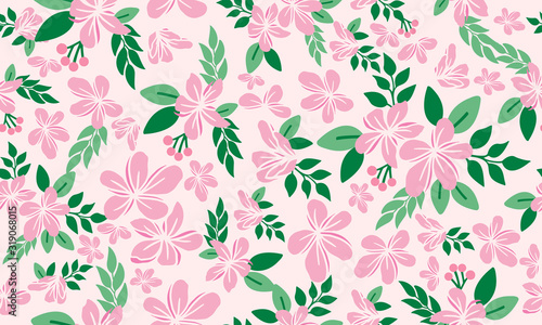 Floral pattern decoration background for Valentine card, with leaf and flower elegant design.