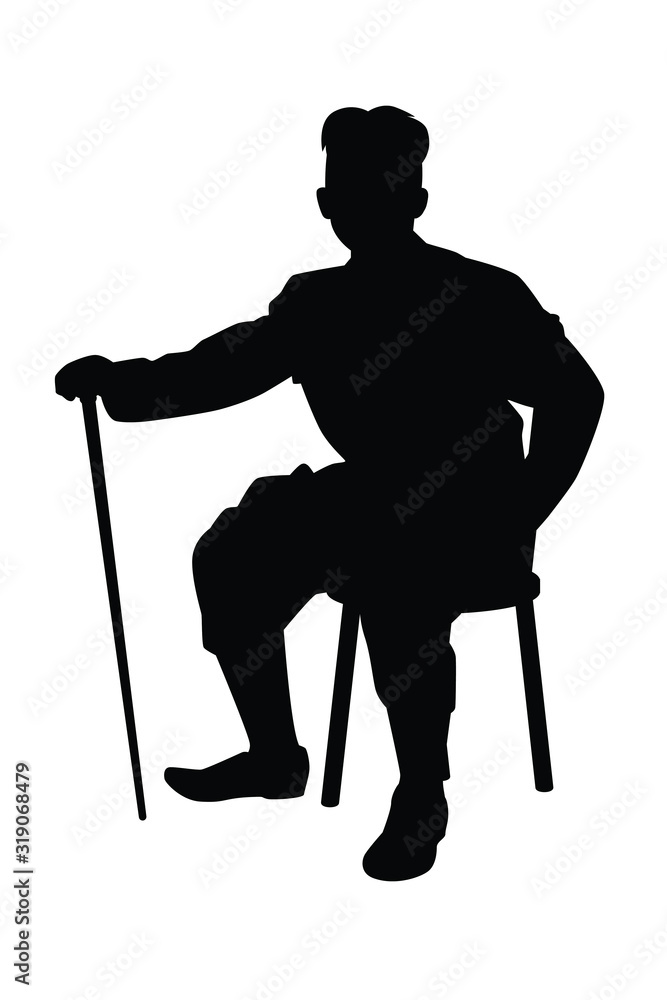 Siam old man in tradition uniform silhouette vector Siam old man in tradition uniform silhouette vector