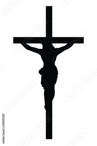 Fotografiet Jesus on cross silhouette vector