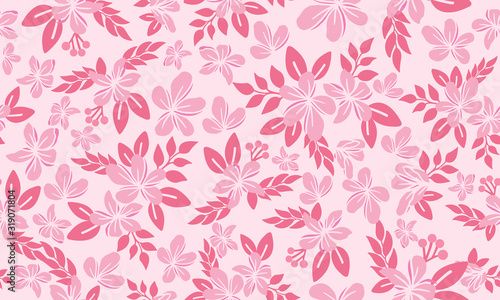 Romantic pink floral for valentine, with leaf and flower pattern background.