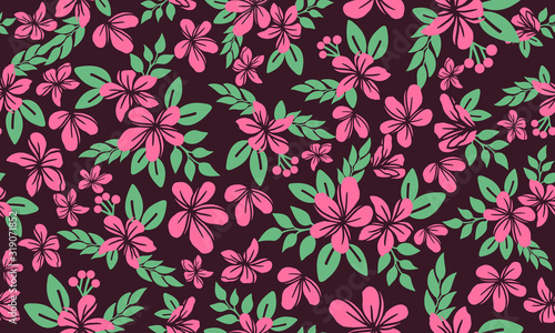 Romantic pink floral for valentine  with leaf and flower pattern background.
