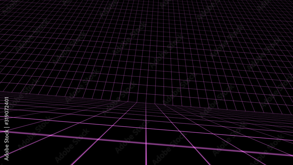 Retro cyberpunk style 80s Sci-Fi Background Futuristic with laser grid landscape. Digital cyber surface style of the 1980`s. 3D illustration Retro cyberpunk style 80s Sci-Fi Background Futuristic with laser grid landscape. Digital cyber surface style of the 1980`s. 3D illustration