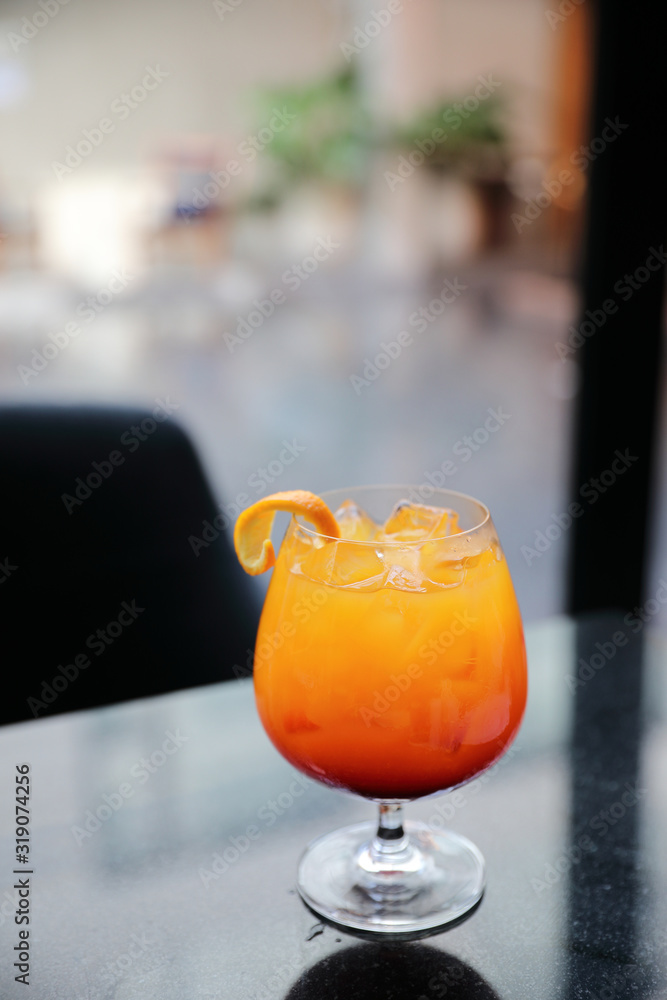 Sunrise Cocktail orange pineapple juice in restaurant Sunrise Cocktail orange pineapple juice in restaurant