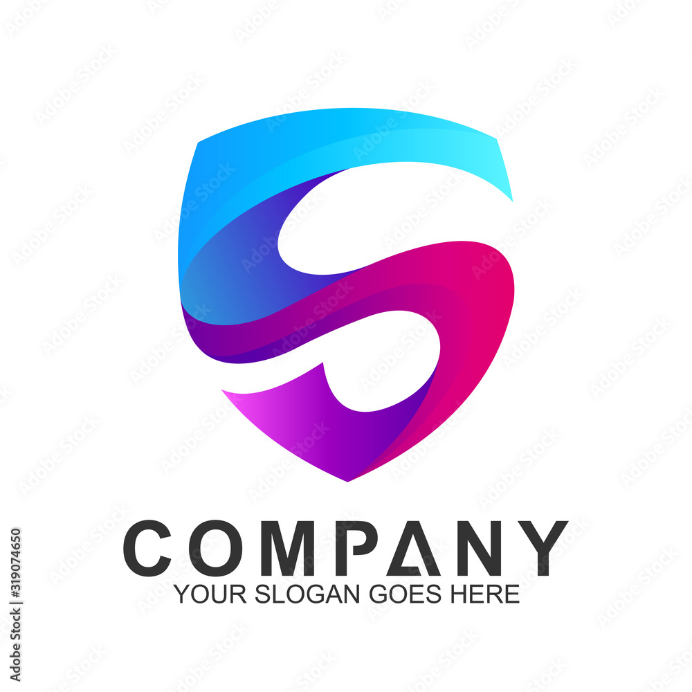 Shield Letter S Logo, Security icon Shield Letter S Logo, Security icon