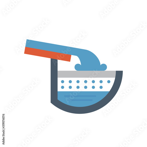 Rain gutter icon with halfline shape and water drop. Include gutter guard also called gutter cover or gutter protection made from aluminum or plastic for protection from clogged and reduce cleaning.