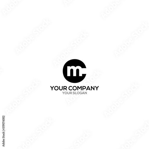 Circle Black CM Logo Design Vector