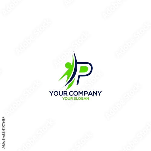P Training Career Logo Design Vector