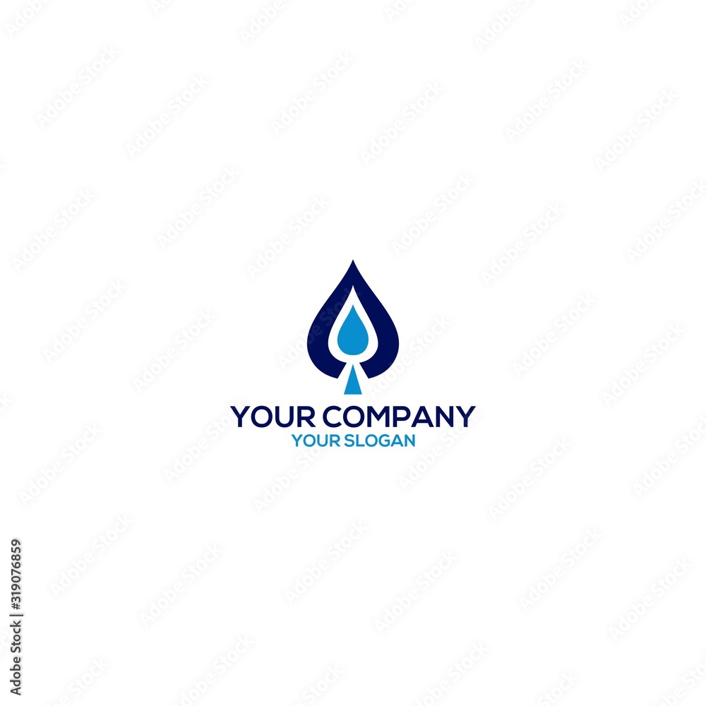 Water Drop in Spade Logo Design Vector 