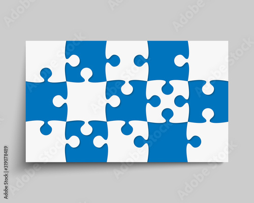 Vector background blue piece puzzle frame jigsaw