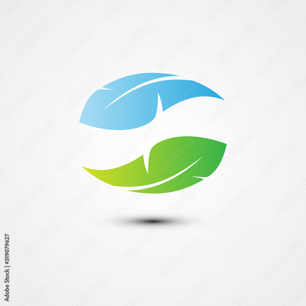 Fototapeta premium Recycle icon shape feather for element design symbol