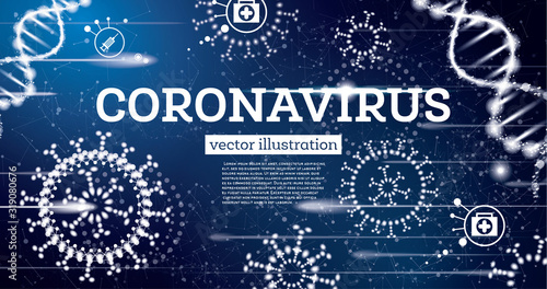 Coronavirus Influenza. Medical Concept on Blue Background.