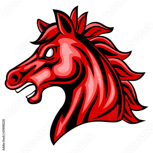 Cartoon angry horse head mascot