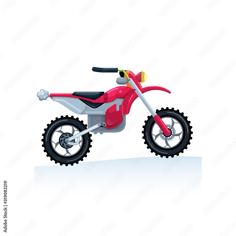 A red sports bike is drawn in a flat style on a white background. Cartoon. Isolate Vector illustration. A red sports bike is drawn in a flat style on a white background. Cartoon. Isolate Vector illustration.