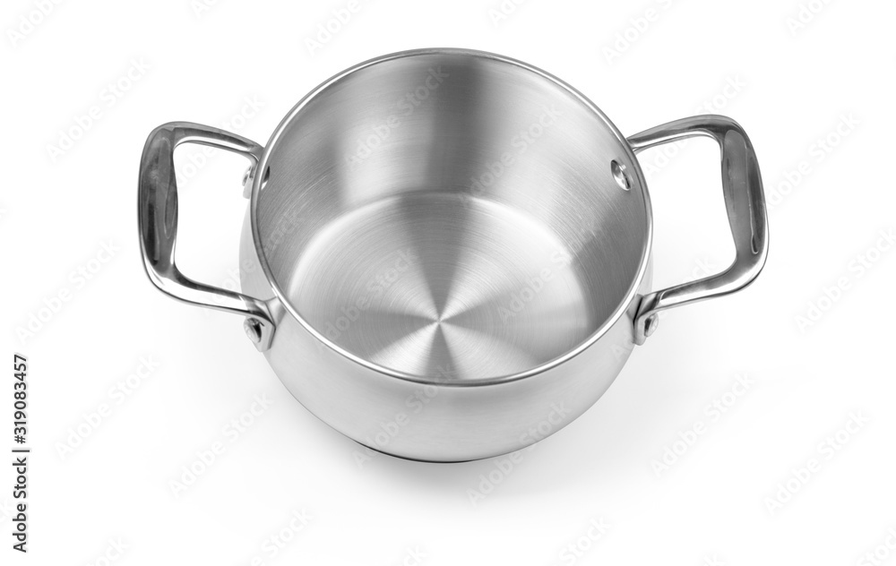 Stainless steel cooking pot isolated over white background Stainless steel cooking pot isolated over white background