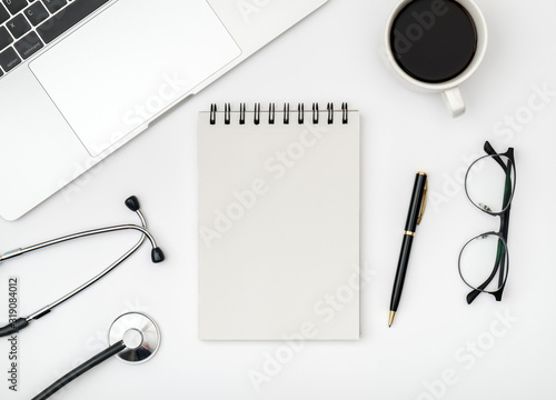 Wallpaper Mural Workplace of modern doctor with laptop. Flat lay Torontodigital.ca