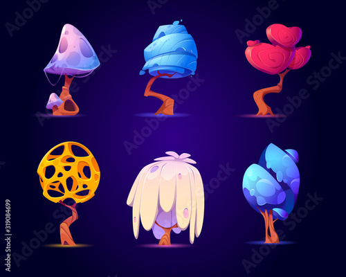 Fantasy trees for ui game about alien magic world